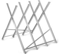 COSTWAY Tréteau de sciage en métal, tréteau de travail robuste, capacité de charge 100 kg, support de sciage pliable avec dents de scie entaillées Tréteau de coupe de bois portable Tréteau de travail