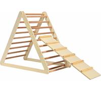 COSTWAY Triangle d'escalade en bois avec échelle, pour les jeunes enfants à partir de 3 ans (naturel)