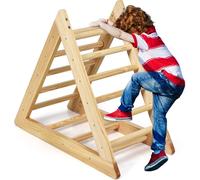 COSTWAY Triangle d'escalade en bois, structure d'escalade pour jeunes enfants à partir de 3 ans, pour le développement de la motricité globale, nature
