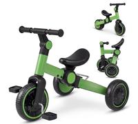 COSTWAY Tricycle Bébé Évolutif 5 en 1 avec Pédales Amovibles, Vélo Enfant Pliable avec Guidon et Roues Arrière Réglables, Draisienne Vélo Équilibre pour 2-4 Ans,Charge 30kg (Vert)