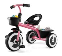 COSTWAY Tricycle Enfant Bébé Évolutif avec Paniers Avant & Arrière, Vélo Enfant avec 3 Roues en EVA & Siège Réglable, Draisienne, Charge 25kg pour Tout-Petits de 18 Mois-5 Ans (Rose)