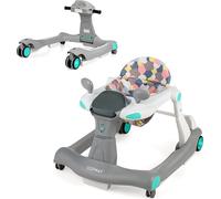 COSTWAY Trotteur 2 en 1 pliable, Baby Walker réglable en hauteur, marcheur avec musique & lumière, trotteur anti-collision & antidérapant, pour 6-18 mois, supporte jusqu'à 15kg (Gris)