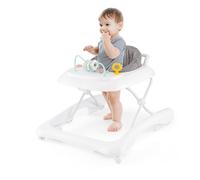 COSTWAY Trotteur 3 en 1 pour Bébé Garçon - Pliable, 3 Hauteurs Réglables, Plateau Amovible, Roues Universelles, 2 Vitesses - Charge 12kg, 6 Mois+ (Blanc)