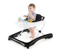 COSTWAY Trotteur 3 en 1 pour Bébé Garçon - Pliable, 3 Hauteurs Réglables, Plateau Amovible, Roues Universelles, 2 Vitesses - Charge 12kg, 6 Mois+ (Noir)