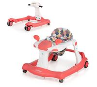 COSTWAY Trotteur Bébé Pliable 2 en 1 avec Hauteur Réglable, Marchette Evolutif Bébé avec Boîte à Musique et Lumières, Coussin de Siège Lavable pour Enfants de 6 à 18 Mois Jusqu'à 15 KG (Orange)