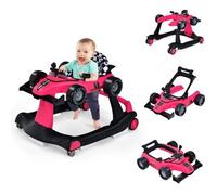 Costway Trotteur Bébé Pliable Musical 4 En 1 Apparence De Voiture Pousseur Hauteur Et Vitesse Réglables Lumière Volant Rose Rouge Multicolore