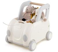 COSTWAY Trotteur Chariot de Marche avec Poignée, Corde de Traction, Siège Rabattable et Roues, pour Bébé 18-36 Mois, Blanc