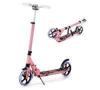 COSTWAY Trottinette Enfant Pliable avec 2 Roues Clignotantes & 3 Hauteurs Réglables, Trottinette Freestyle avec Béquille & Frein à Pied & Sangle, Charge Max 100KG pour Adultes Adolescents, 8 Ans+