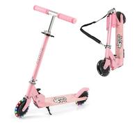 COSTWAY Trottinette Enfant Pliable avec Roulement ABEC-5 & 3 Hauteurs Réglables, Trottinette Pro Enfants avec 2 Roues Clignotantes de 110mm & Béquille, Pont Elargi, Charge 50kg pour 3-8 Ans