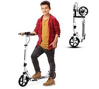COSTWAY Trottinette Pliable avec Frein à 2 Roues pour Enfant Plus de 8 Ans Hauteur Réglable en 3 Positions Fait en Alliage d'Aluminium avec 2 Supports de Suspension Charge Max.100KG (Blanc)