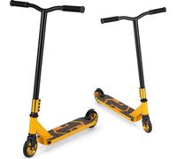 COSTWAY Trottinette Stunt pour enfants à partir de 10 ans, trottinette Pro avec 2 rouesPolyuréthaneet large plateau en aluminium, trottinette légère Freestyle Street Jaune