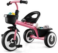 COSTWAY Vélo de course Vélo de course avec siège réglable & 2 paniers avant & arrière, Vélo de course à 3 roues Carbon-Eisenrahmen, Tricycle pour enfants à partir de 1 an Rose