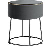 COSTWAY Velvet Rond Tabouret de pied Ottoman, Tabouret de maquillage moderne Tabouret de siège avec base métallique, Assise rembourrée épaisse & Coussin de pied antidérapant