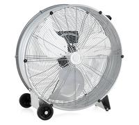 COSTWAY Ventilateur de Sol Industriel 61 CM à Volume d'Air Elevé, 3 Vitesses avec 3 Pales en Aluminium, Moteur en Cuivre, Roulettes et Poignée Latérale, Argenté