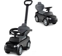 COSTWAY Voiture à pédales 3 en 1, voiture à pédales avec barre de poussée, poignée et barre de protection amovibles, klaxon et son, voiture à pédales pour bébé à partir de 1 an, noir