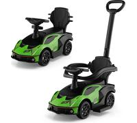 COSTWAY Voiture à pousser Lamborghini, voiture à pousser 3 en 1 avec barre de poussée, espace de rangement, volant, klaxon, son du moteur, voiture à pousser pour enfants 1+Vert