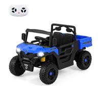 COSTWAY Voiture Électrique 12V/7 Ah pour Enfants, Télécommande & Benne, LED & Musique & Klaxon, Démarrage Lent, 3-8 Ans 30 kg Bleu