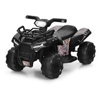CostwayQuad Électrique Enfants avec 4 Roues Antidérapantes Musique Klaxon Lumière LED Guidon Lisse Boîte de Rangement Noir