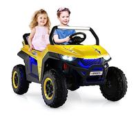 COSTWAY Voiture Electrique Enfant 12 V avec 2 Places et Télécommande 2,4G, Quad Électrique avec Démarrage Lent pour 3-8 Ans,Vitesses 2-4 KM/H,Ceinture de Sécurité Charge 59KG 118x74x71CM (Jaune)