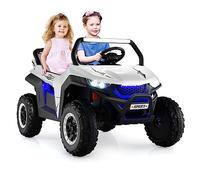 COSTWAY Voiture Electrique Enfant 12 V avec 2 Places et Télécommande 2,4G, Quad Électrique avec Démarrage Lent pour 3-8 Ans,Vitesses 2-4 KM/H,Ceinture de Sécurité Charge 59KG 118x74x71CM (Blanc)