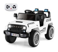 COSTWAY Voiture électrique pour enfants, Jeep électrique 12V avec télécommande & phares LED & musique & USB, véhicule électrique pour enfants à partir de 3 ans (Blanc)
