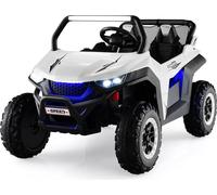COSTWAY Voiture pour enfants 2 places avec télécommande 2,4G, UTV 12V pour enfants avec musique et phares, 2-4 km/h, pour enfants à partir de 3 ans (Blanc)