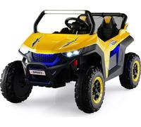 COSTWAY Voiture pour enfants 2 places avec télécommande 2,4G, UTV 12V pour enfants avec musique et phares, 2-4 km/h, pour enfants à partir de 3 ans (jaune)