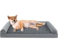 COSTWAY XL Lit orthopédique pour chien grand, canapé pour chien avec coussin pour chien, housse amovible et lavable, bords surélevés, canapé pour chien, gris