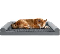 COSTWAY XXL Lit orthopédique pour chien grand, Canapé pour chien avec coussin pour chien, Housse amovible et lavable, Bords surélevés, Canapé pour chien, Gris