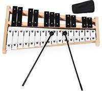 COSTWAY Xylophone 27 notes Carillon Percussion manuelle avec 2 baguettes & sac de transport, instrument de percussion Socle en bois et touches métalliques