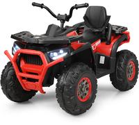 Costway12V Quad Electrique Enfants avec Lumières LED et Musique Véhicule Electrique Enfants avec 2 Vitesses Charge 50kg pour 3 Ans+ Rouge