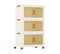 Costway156L Bacs de Stockage Pliables avec Couvercles Lot de 3 Boîtes de Rangement en Plastique Empilables avec Roues Conteneurs de Stockage Blanc