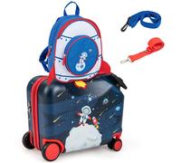 Costway18 Valise à Roulettes Enfants avec 12 Sac à Dos Bagages à Main pour Voyage avec Poignée Rétractable Modèle d'Abeille pour Enfants de 3 Ans+ Noir