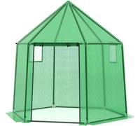 Costway198x172x190 cm Serre de Jardin Serre d'Extérieur Portable pour Hiver avec Couverture en PE Structure en Métal Revêtu de PE Antirouille Vert