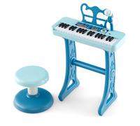 Costway2 en 1 Piano Numérique à 37 Touches Enfants avec Tabouret & Microphone Réglable Clavier Electronique Détachable pour Enfants de 3 Ans+ Bleu