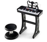 Costway2 en 1 Piano Numérique à 37 Touches Enfants avec Tabouret & Microphone Réglable Clavier Electronique Détachable pour Enfants de 3 Ans+ Noir