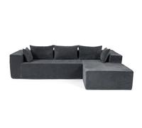 Costway275 CM Canapé Modulaire en Forme de L Aucun Montage Nécessaire Canapé Convertible avec 5 Coussins Tapis Antidérapants Housse Lavable Gris