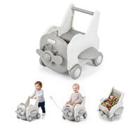 Costway3 en 1 Chariot de Marche Bebe Forme Avion Trotteur à Pousser Bébé avec Vitesse Réglable Siège Rabattable pour 1-3 Ans
