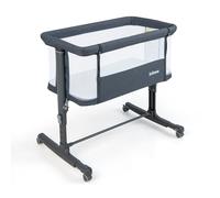 Costway3 en 1 Lit Cododo Bébé avec Matelas&5 Hauteur Réglable avec Inclinaison 3-8°4 Roues Charge 9kg pour 0-6 Mois 84x48x80cm Gris Foncé