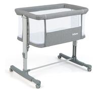 Costway3 en 1 Lit Cododo Bébé avec Matelas&5 Hauteur Réglable avec Inclinaison 3-8°4 Roues Charge 9kg pour 0-6 Mois 84x48x80cm Clair Gris