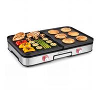 Costway3 en 1 Plancha Électrique 2000W Electric Griddle avec 2 Plaques Réversibles Contrôle Température Double Zone Bac à Graisse Amovible