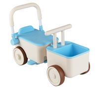 Costway3 en 1 Porteur Enfant Chariot de Marche avec Coffre de Rangement Pédale Cordon Poignée Pliable Trotteur avec Roues pour 3-6 Ans Bleu