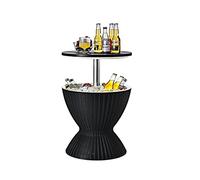 Costway30L Bar Cool Seau à Glace 3 en 1 Réglable en Hauteur avec Bouchon de VidangeTable de Refroidisseur de Glace 30L en PP et Rotin Imité Noir