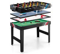 Costway4 en 1 Baby-Foot avec 18 Joueurs & Billard & Hockey & Tennis de Table Table de Jeu Empilable avec Marqueur Manuel Jouets 125x97x83cm