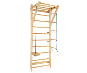 Costway4 en 1 Espalier en Bois avec 8 Barres pour Exercicer à Domicile 80 X 60 X 220 CM Charge 100 KG 12 Accessoires Inclus