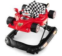Costway4 en 1 Trotteur Bébé Évolutif Pliable avec 3 Hauteur Réglable Trotteur Marche avec Lumière Charge 12 kg pour Bébé de 6+ Mois Rouge