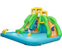 Costway5 en 1 Château Gonflable Enfants avec Toboggan Double Parc Aquatique Gonflable Charge 159kg pour 3 Enfants de 3-10 Ans sans Ventilateur