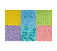 Costway6 Pièces Dalles Sensorielles Montessori en Silicone Tapis Sensoriel Enfant Éveil Sensoriel et Développement de la Motricité Couleur Macaron