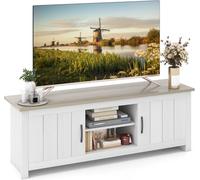 Costway60" Meuble TV avce 4 Compartiments 2 portes 2 Trous de Gestion des Câbles pour Salon 145 x 39,5 x 49,5 cm Gris
