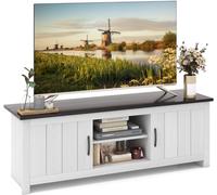 Costway60" Meuble TV avce 4 Compartiments 2 portes 2 Trous de Gestion des Câbles pour Salon Chambre 145 x 39,5 x 49,5 cm Brun